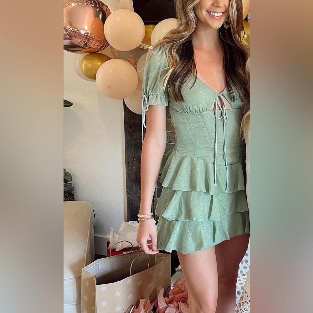 Worn once green shimmer mini dress from Lucy in the Sky